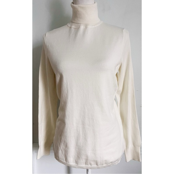 Talbots • Ivory Cream Lightweight Turtleneck Blouse - Picture 1 of 4